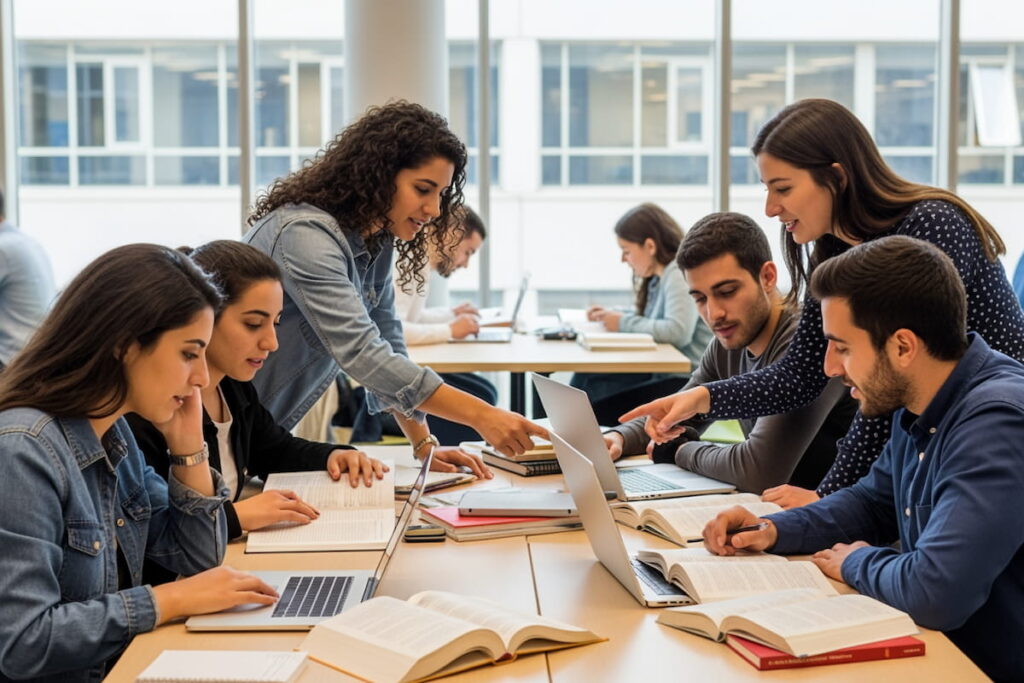 Étudiant souriant sur un campus universitaire